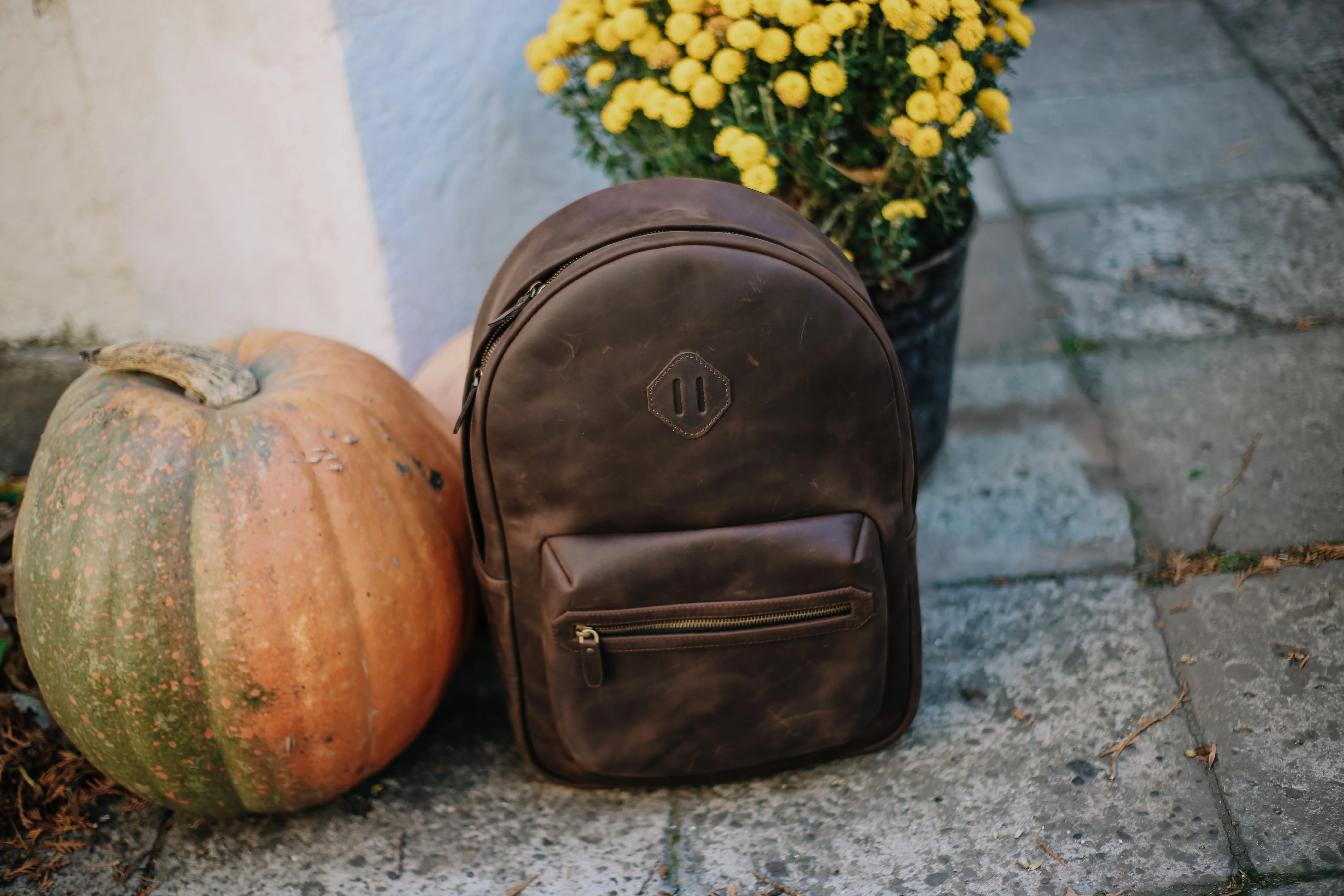 Leather Backpack City for Woman - Brown - Image 6