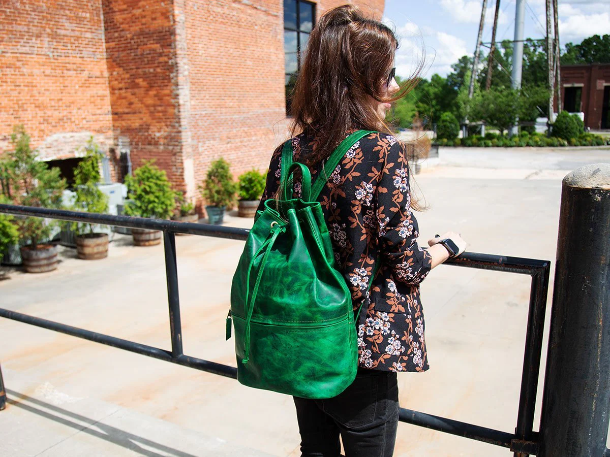Leather Backpack Izzy Milwaukee - Green - Image 3