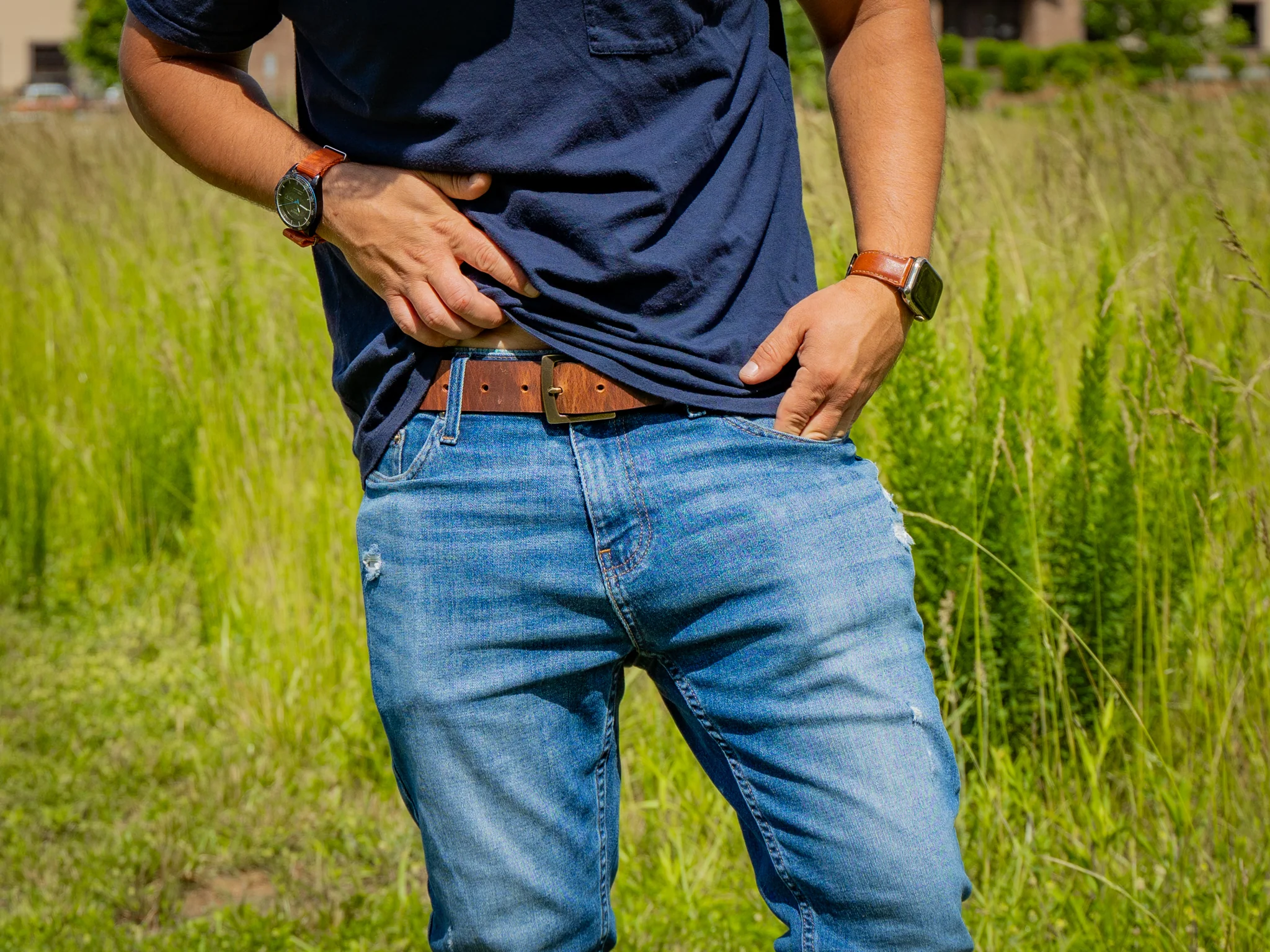 Leather Belt - Brown with Pull Up Effect - Image 3