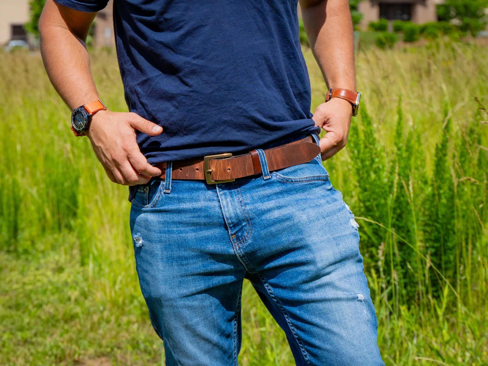 Leather Belt - Brown with Pull Up Effect - Image 4