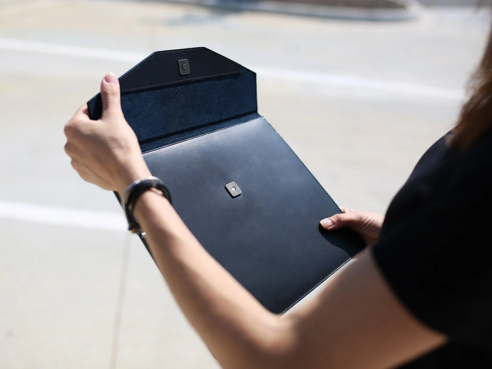 Leather Document Folder - Black - Image 5