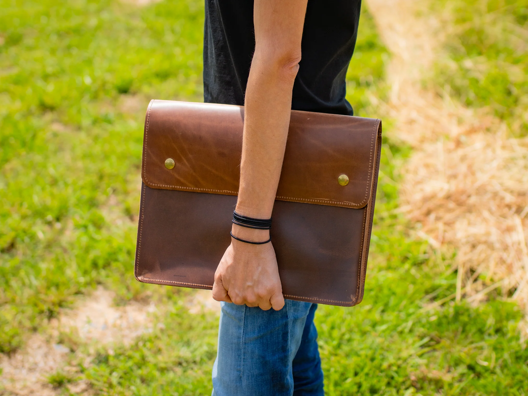Leather Document Folder - Sesame - Image 3