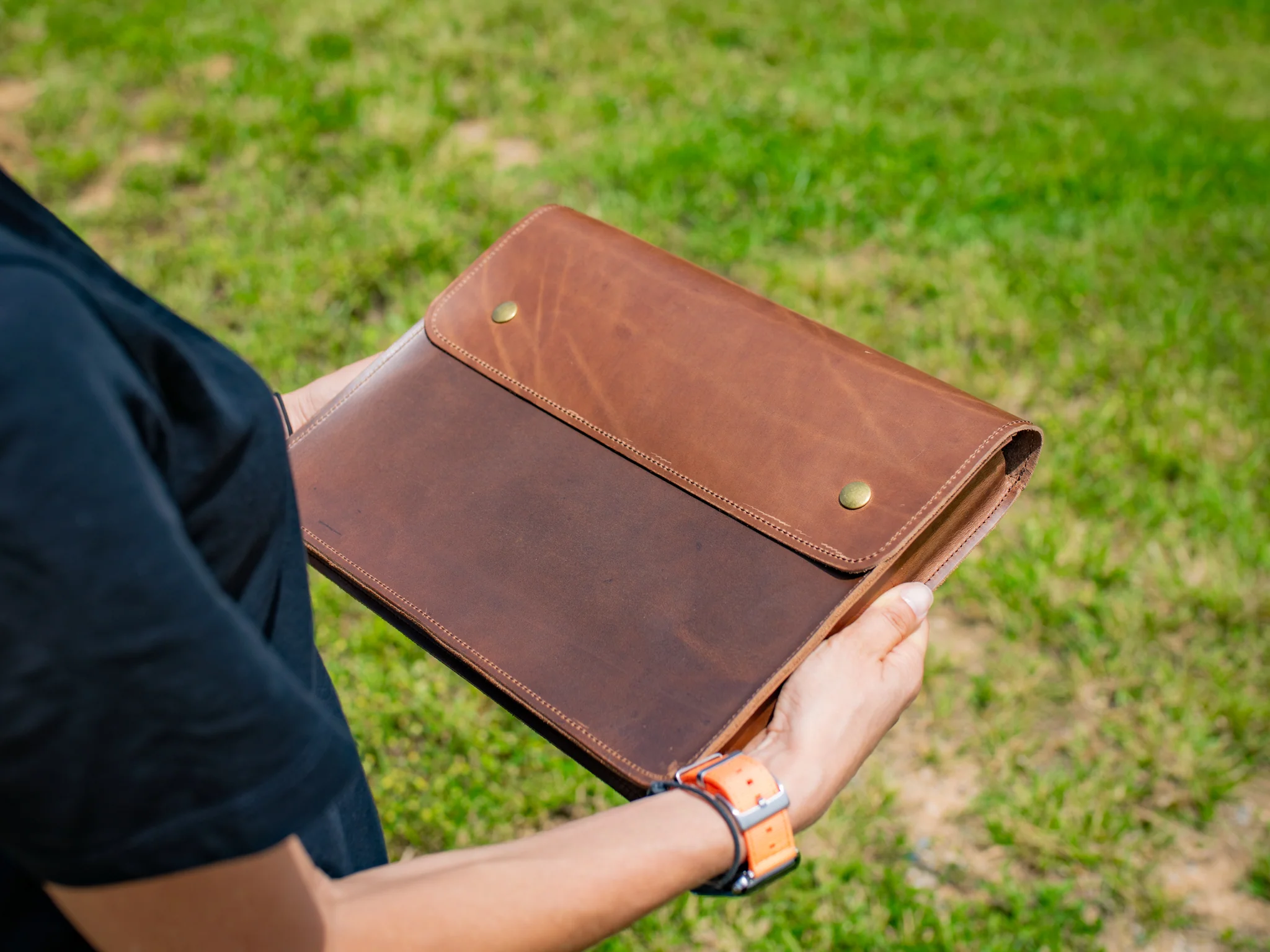 Leather Document Folder - Sesame - Image 5