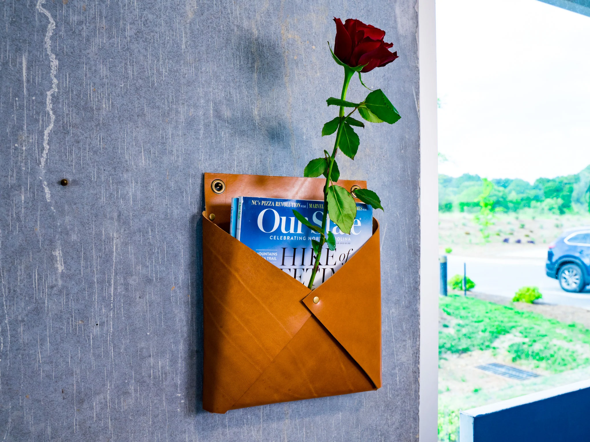 Leather Envelope Mail Box - Natural