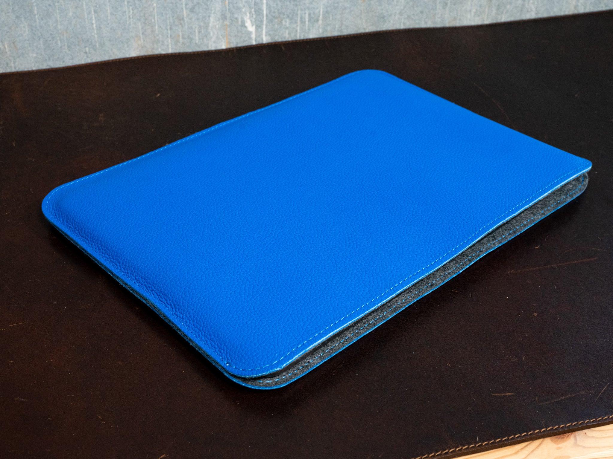 Leather Macbook Sleeve With Wool Lining - Blue - Image 3