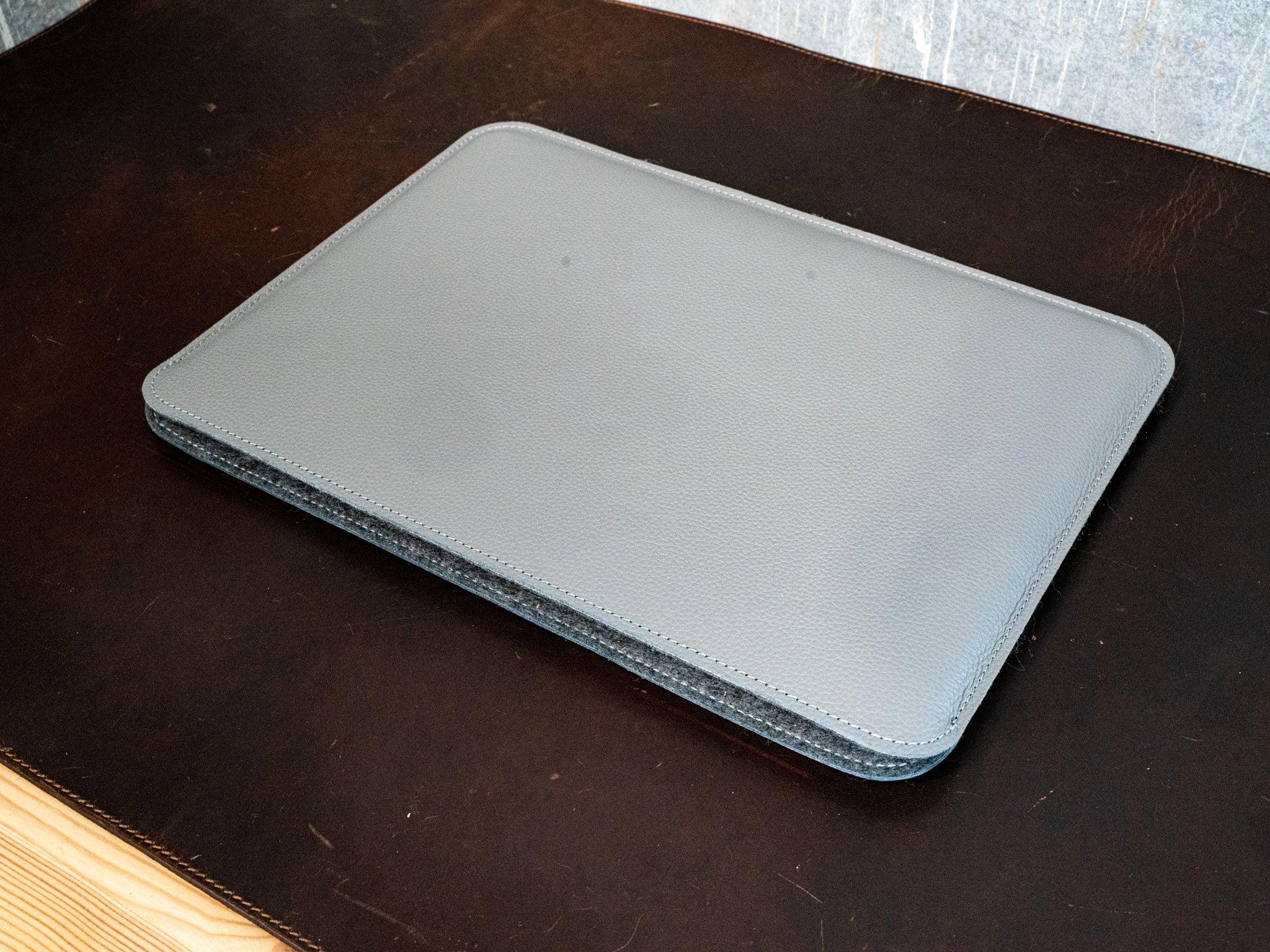 Leather Macbook Sleeve With Wool Lining - Grey - Image 2