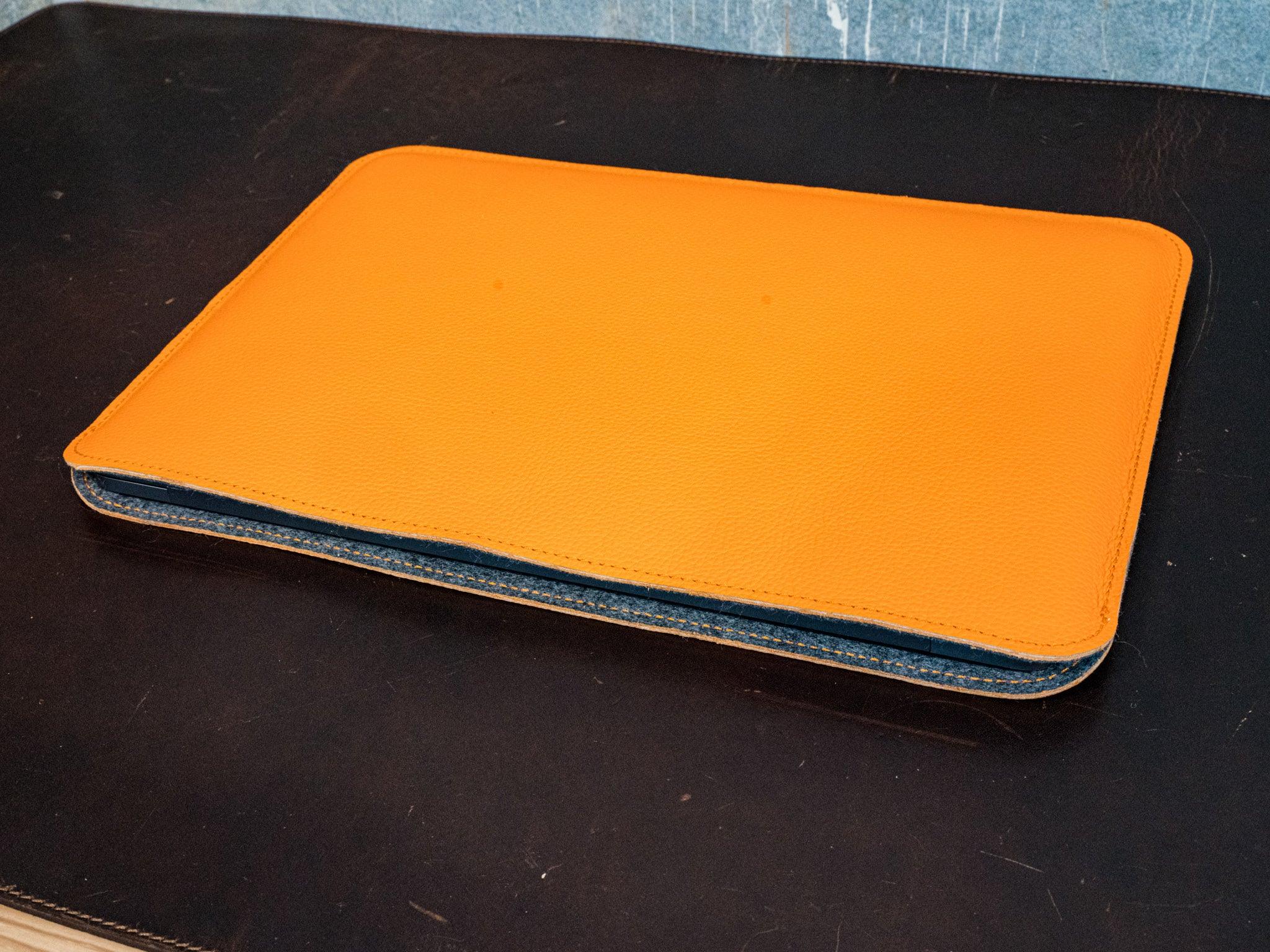 Leather Macbook Sleeve With Wool Lining - Orange - Image 2