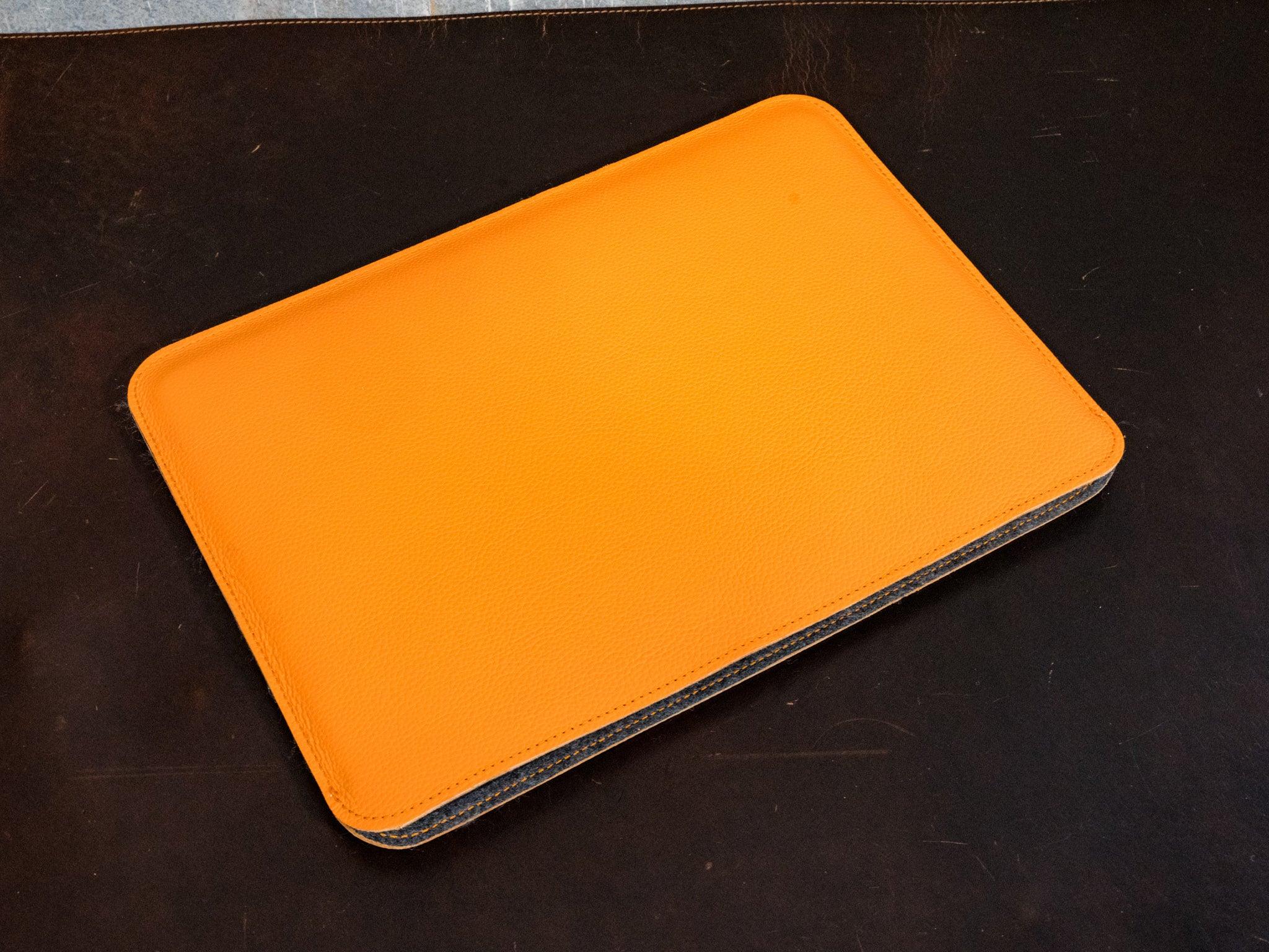 Leather Macbook Sleeve With Wool Lining - Orange - Image 3
