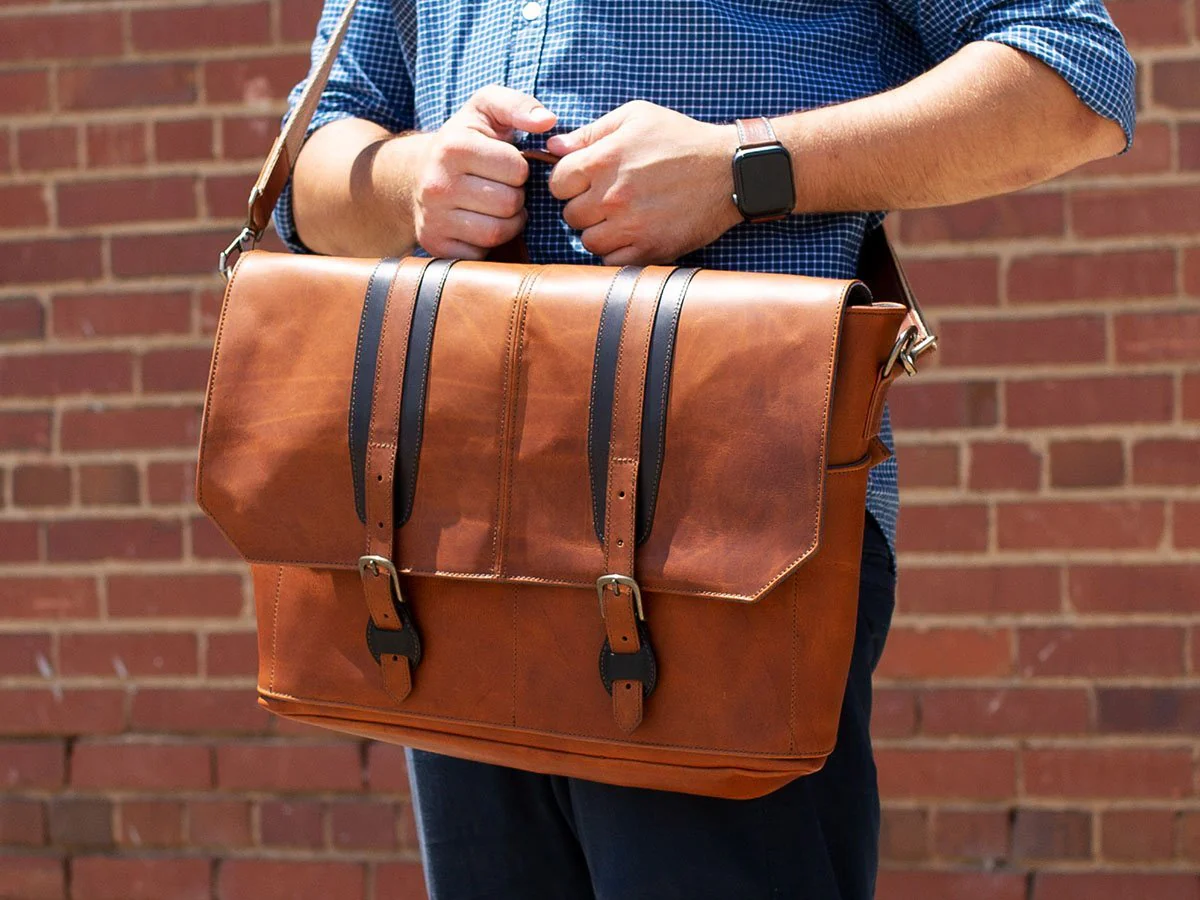 Leather Man Work Bag - Tan - Image 4