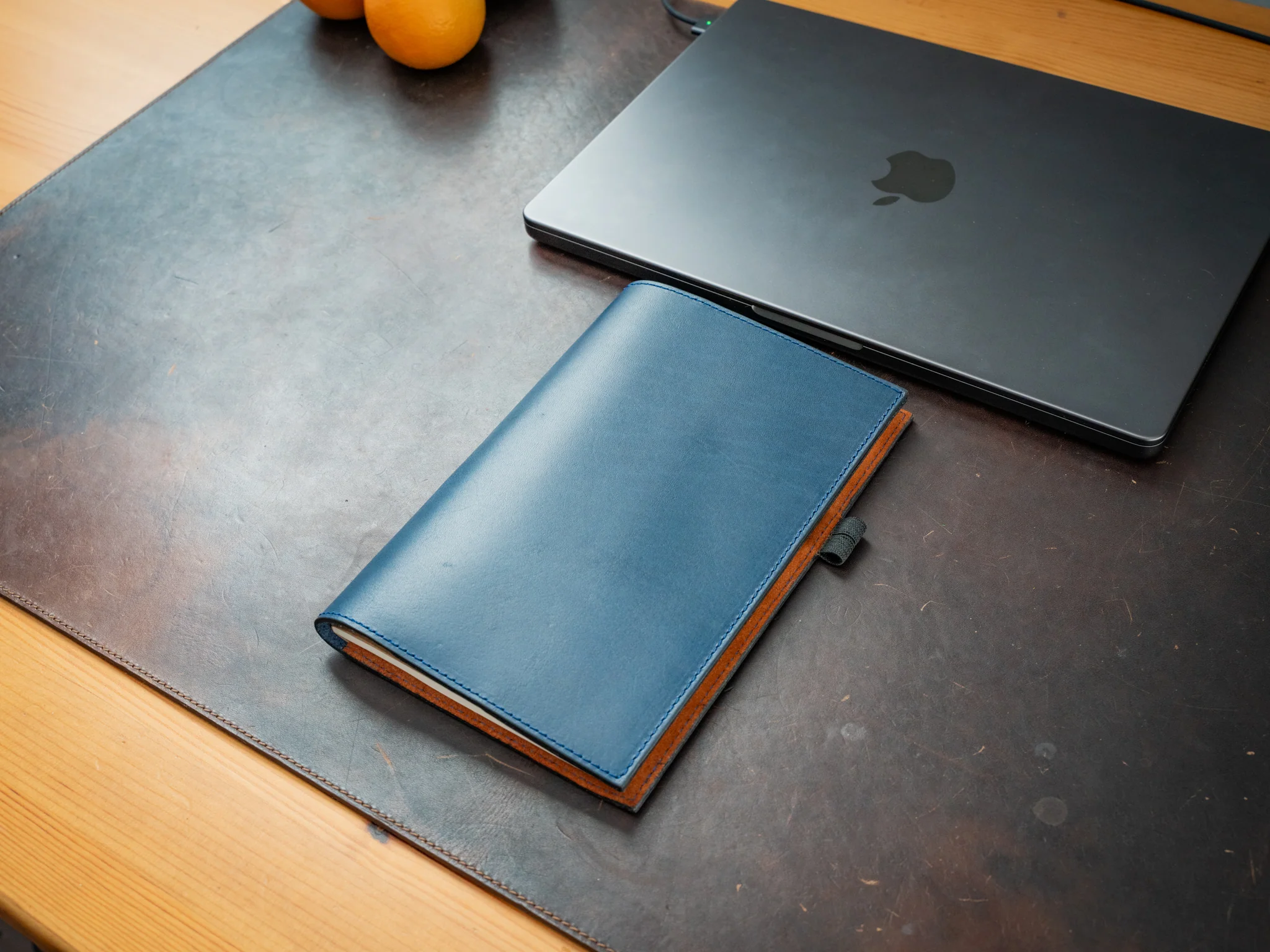 Leather Moleskine Journal Case - Navy - Image 4
