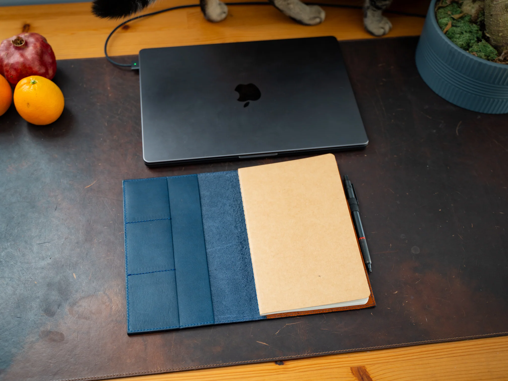 Leather Moleskine Journal Case - Navy - Image 7