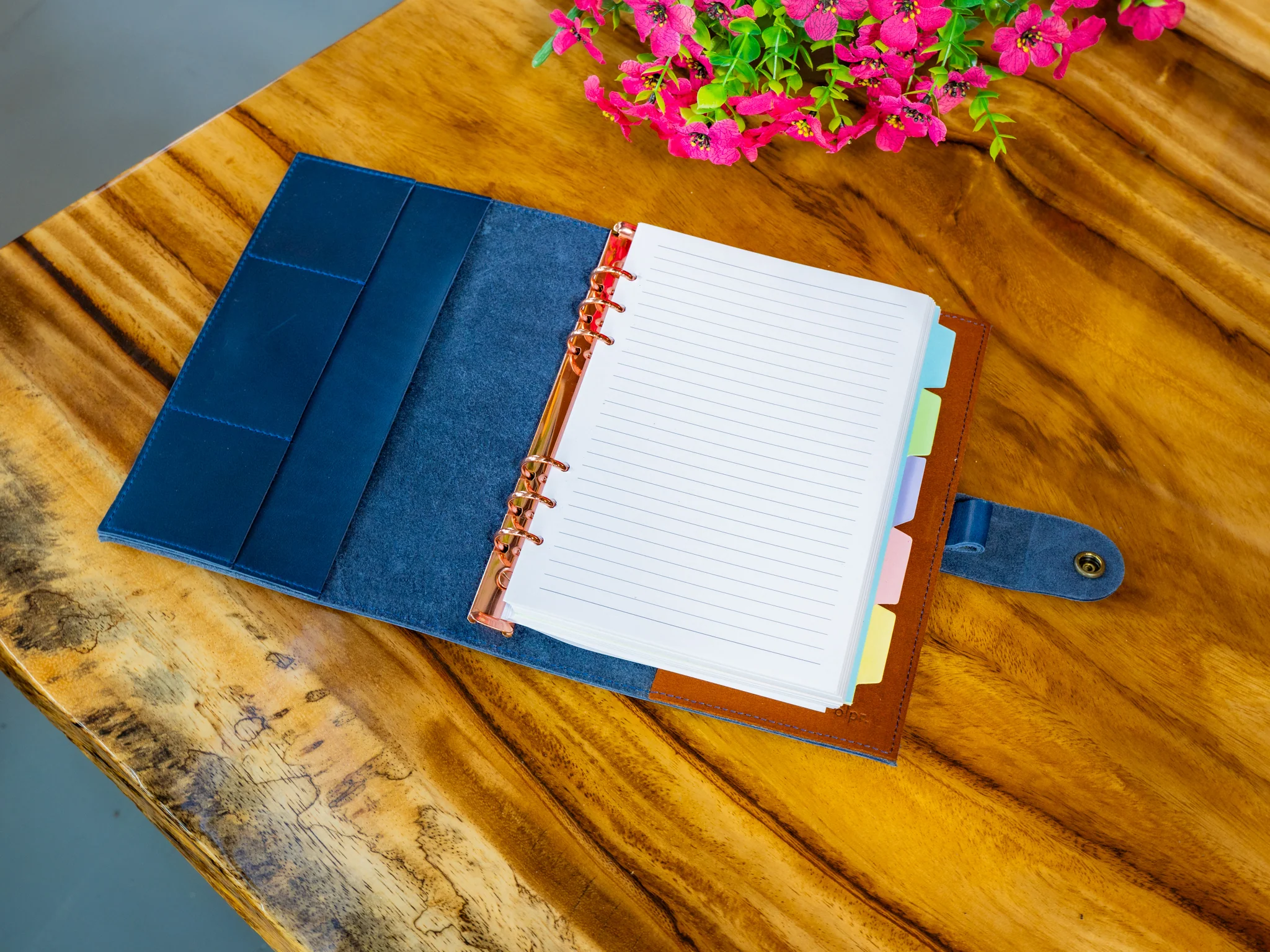 Leather Padfolio with Spiral Refill - Navy - Image 2