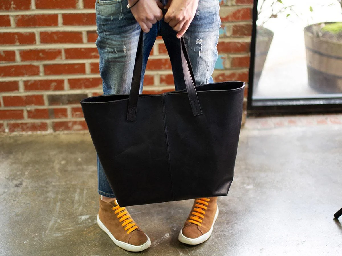 Leather Tote Bag Jess - Black - Image 2