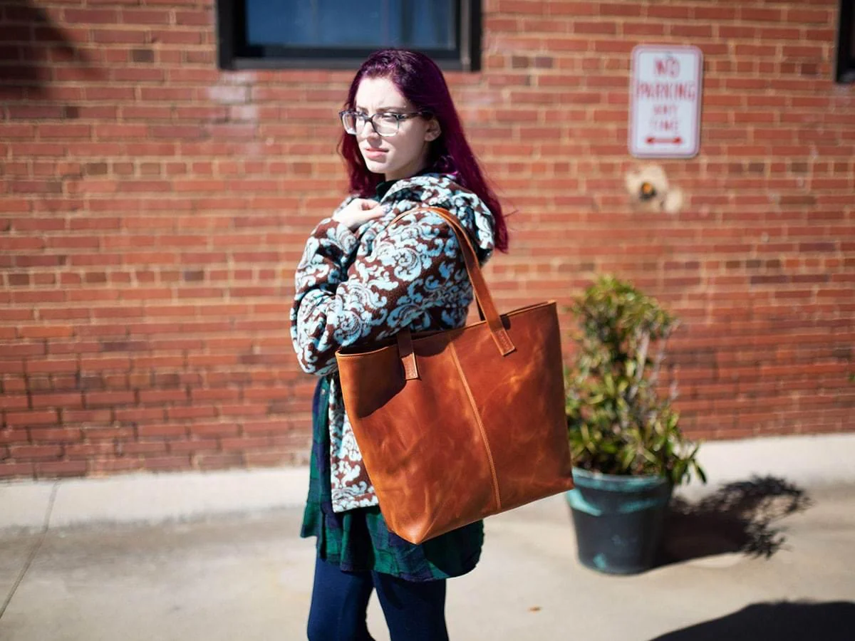 Leather Tote Bag Jess - Brown - Image 3