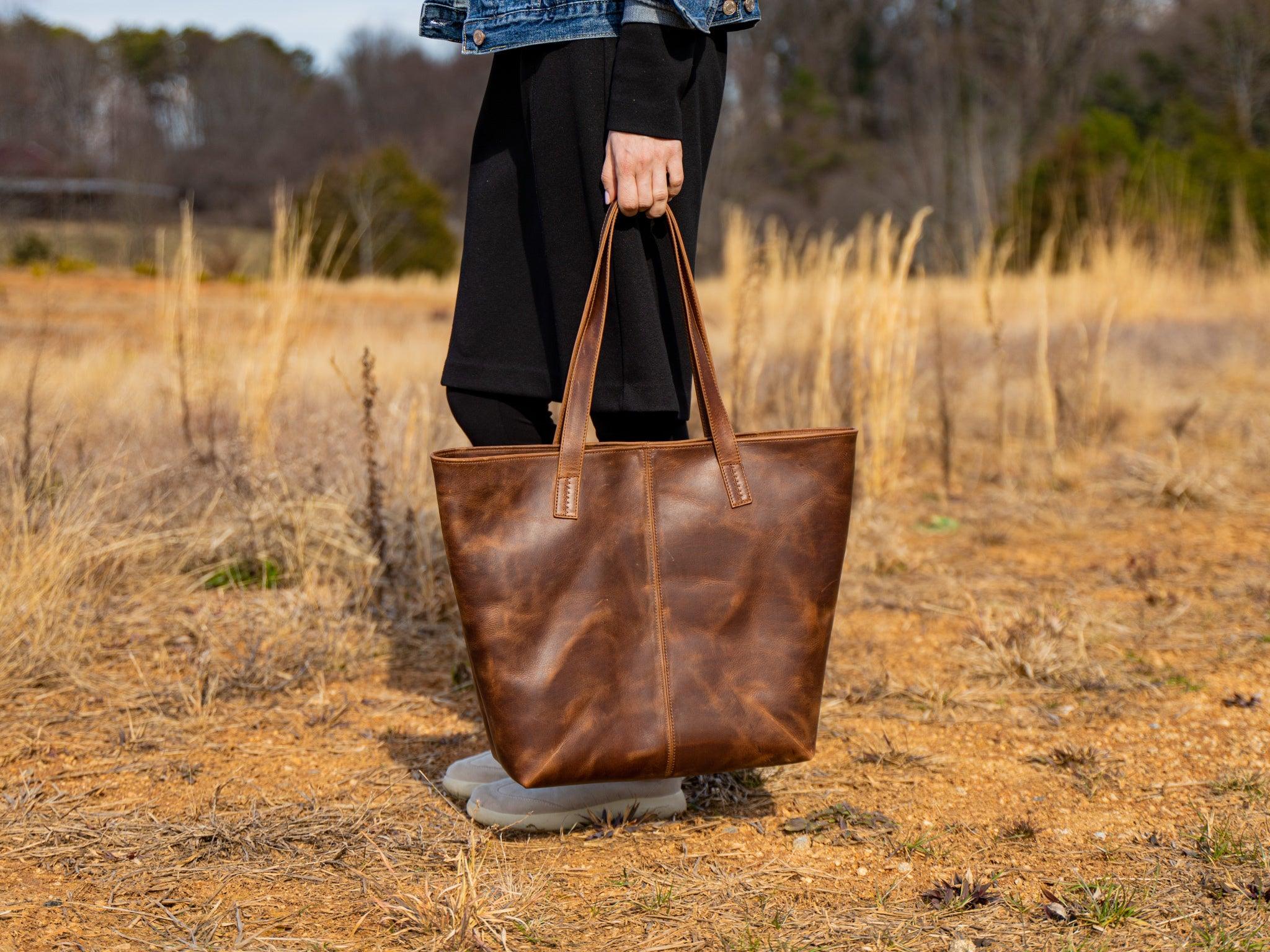 Leather Tote Bag Jess - Chestnut