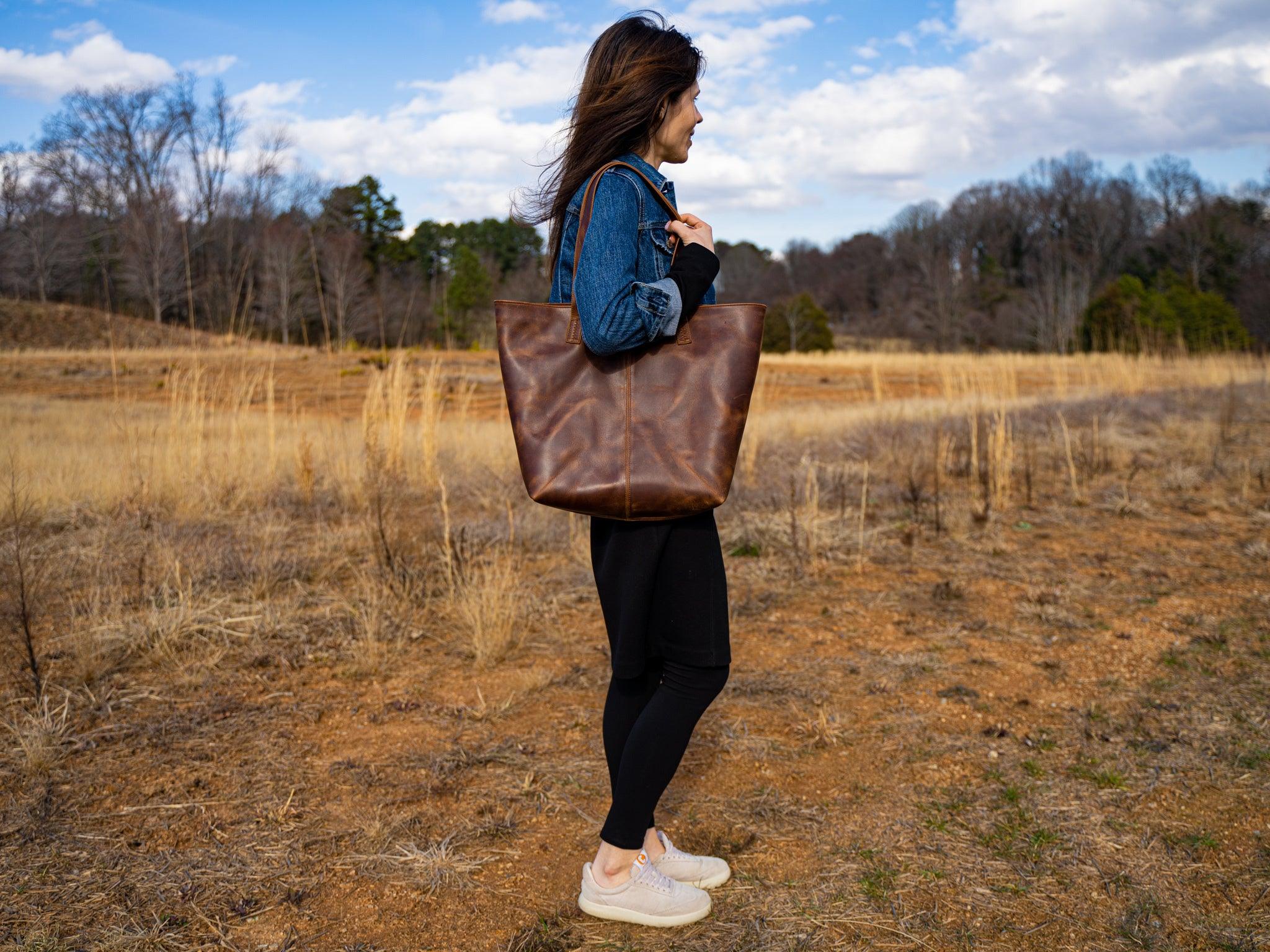 Leather Tote Bag Jess - Chestnut - Image 3