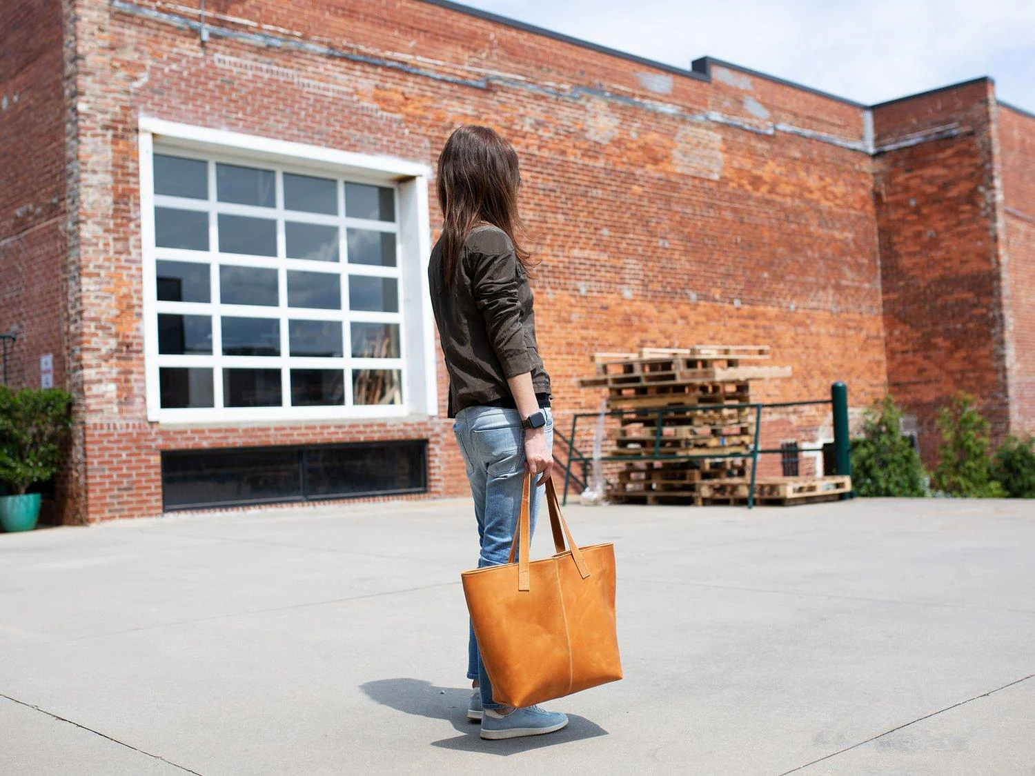 Leather Tote Bag Jess - Natural - Image 3