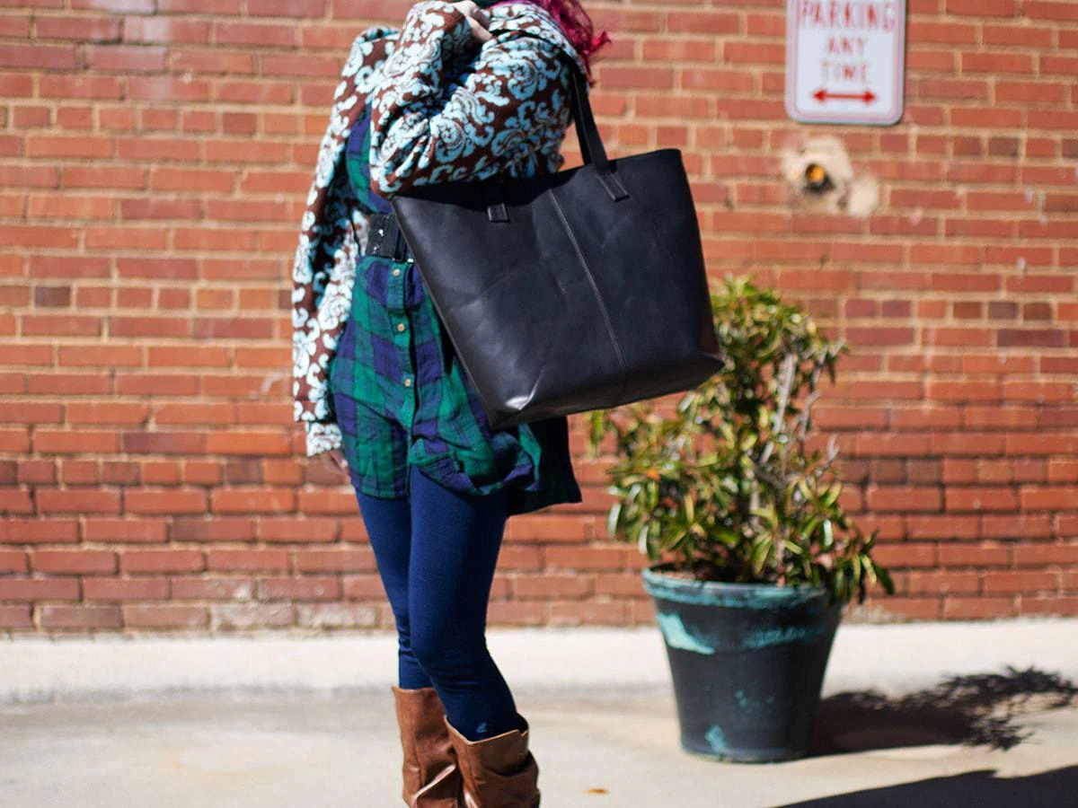 Leather Tote Bag Jess - Navy - Image 5