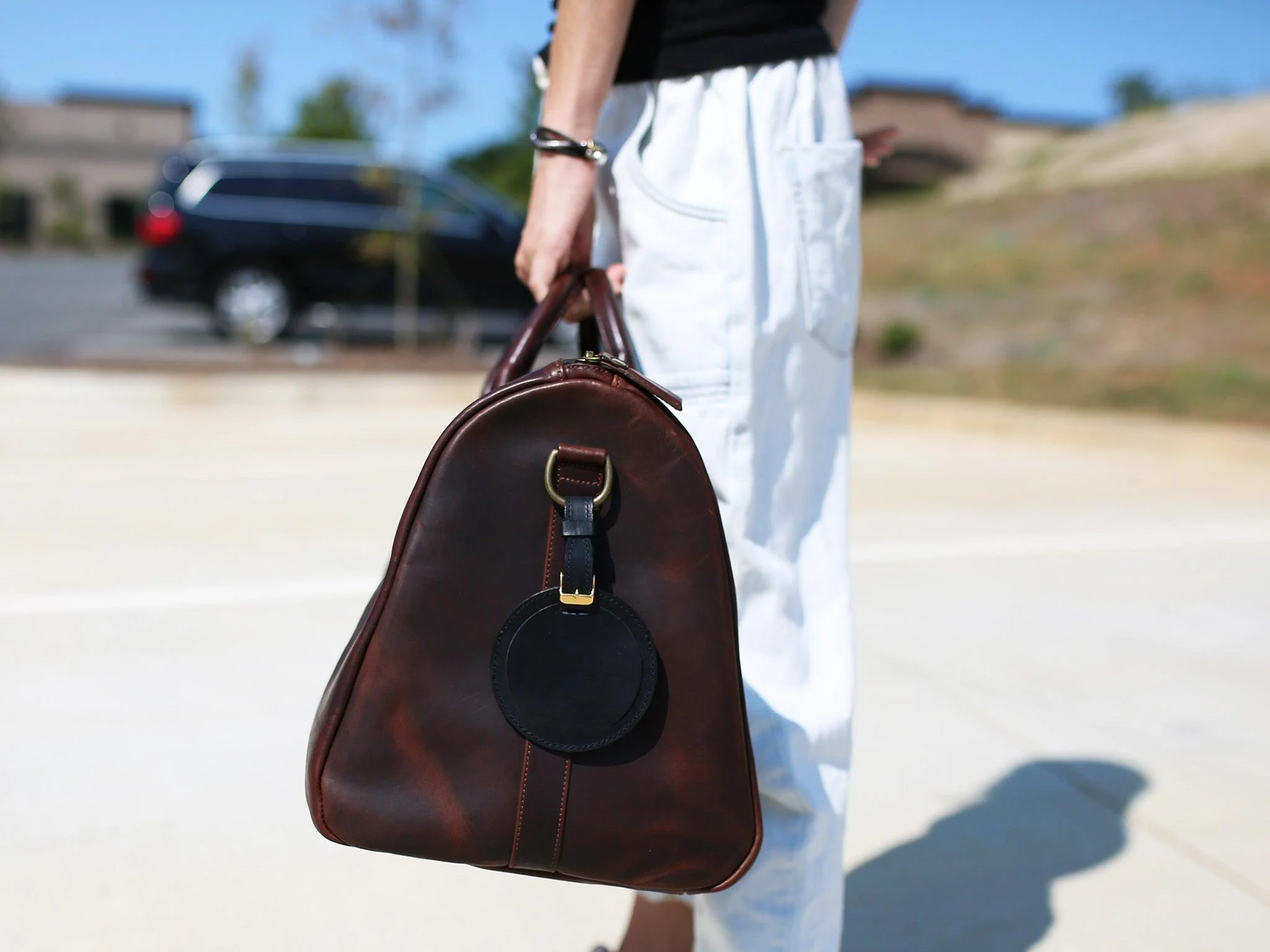 Leather Travel Tag - Black - Image 4