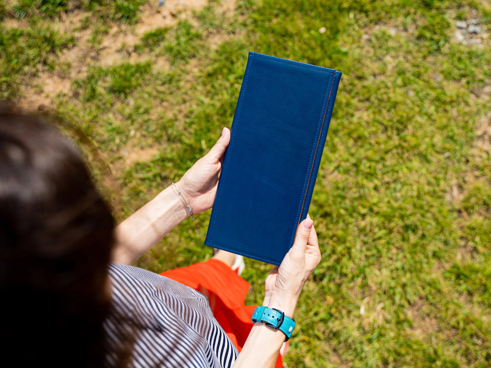 Leather Trifold Menu Cover - Navy