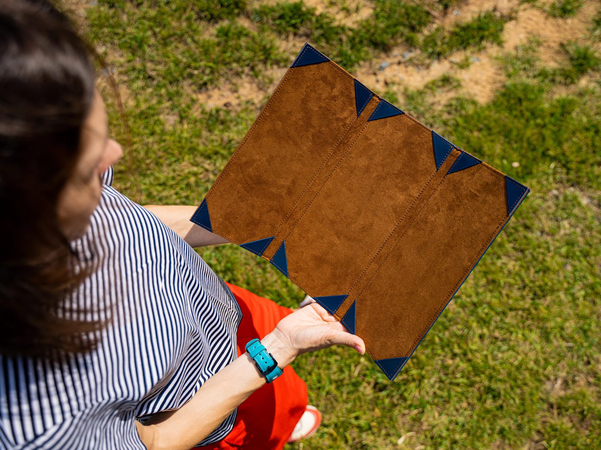 Leather Trifold Menu Cover - Navy - Image 2