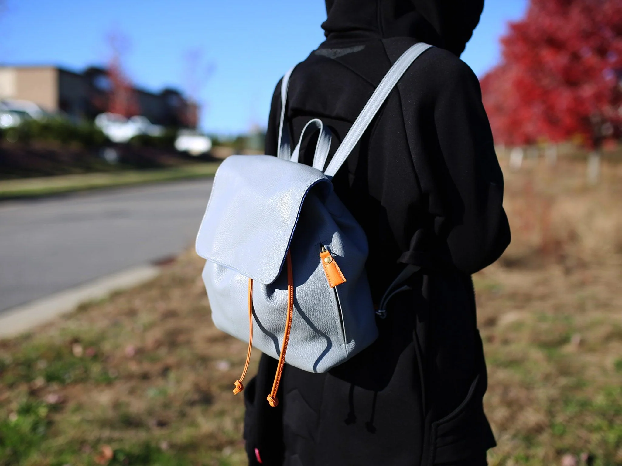 Leather Vinka Backpack - Grey - Image 3