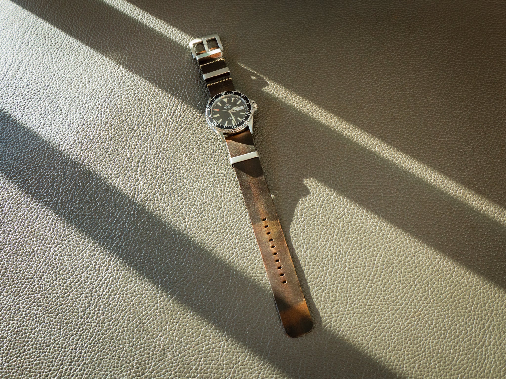 Leather Watch Band 1 piece - Brown - Image 2