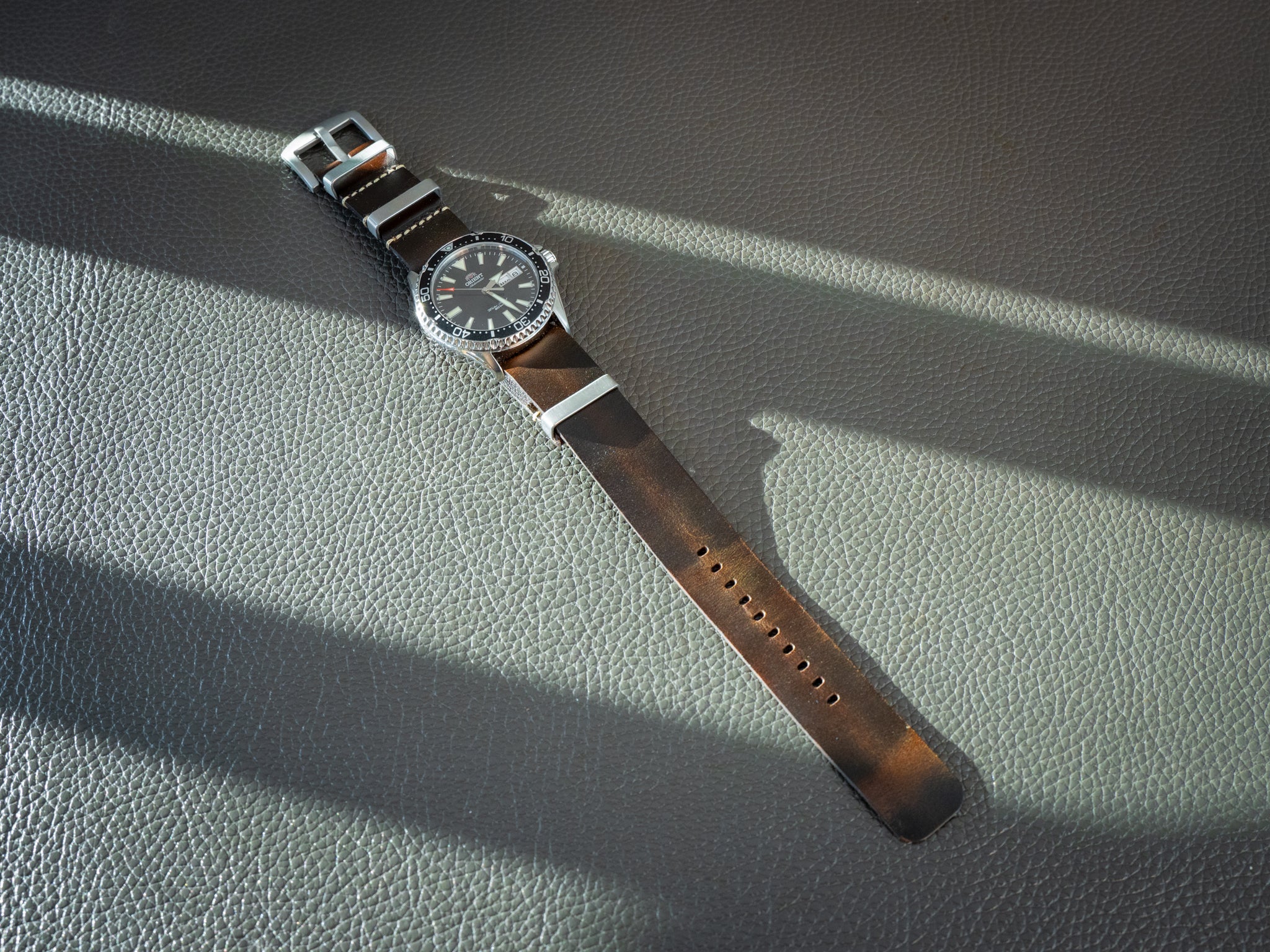 Leather Watch Band 1 piece - Brown - Image 3