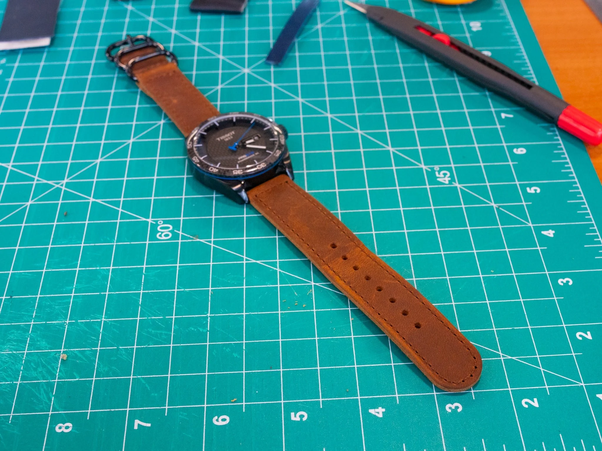 Leather Watch Band 2 piece - Brown - Image 2