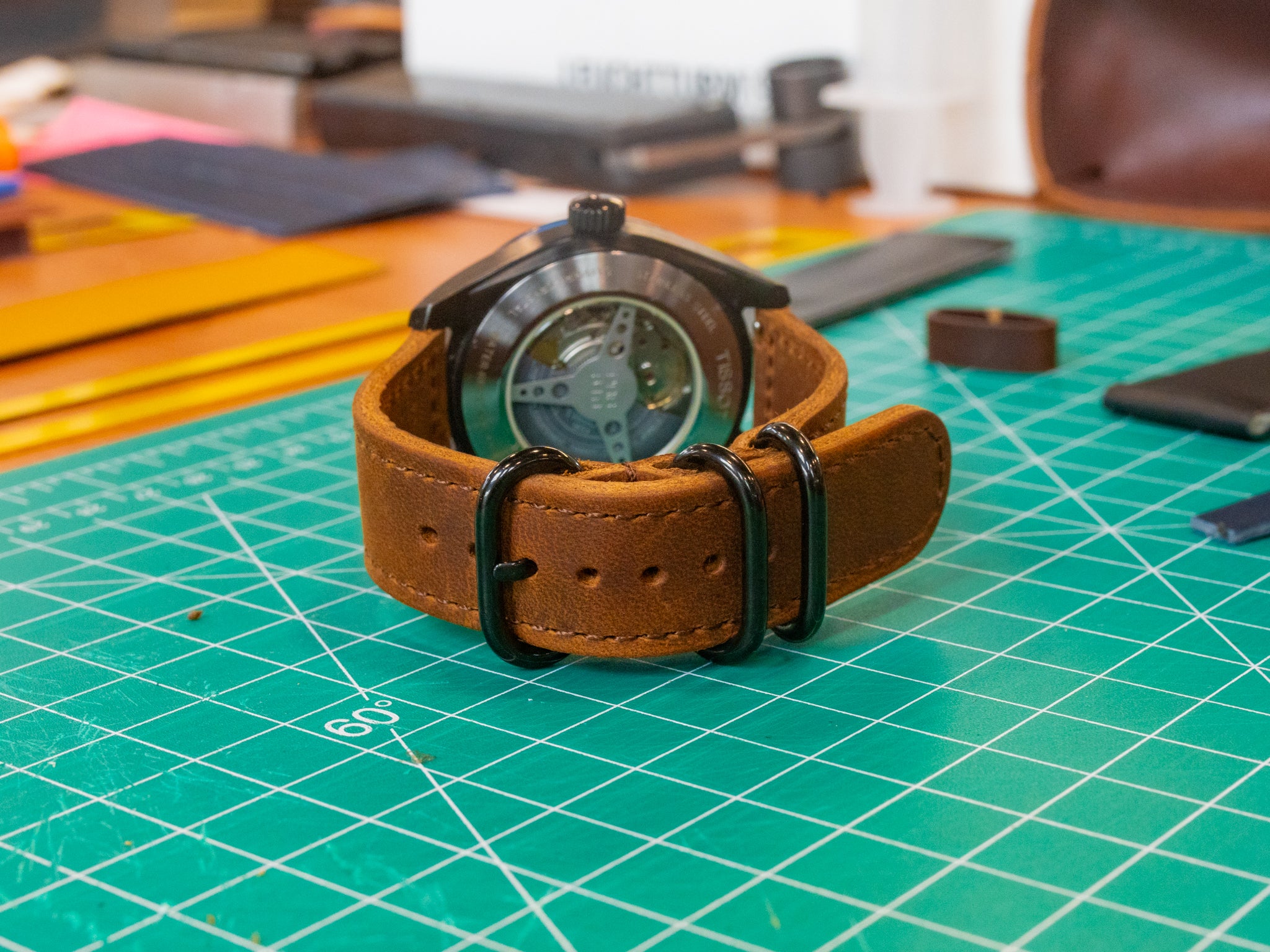 Leather Watch Band 2 piece - Brown - Image 3