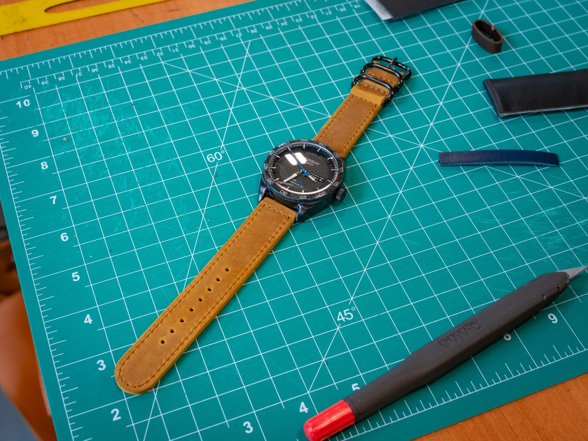 Leather Watch Band 2 piece - Camel - Image 3