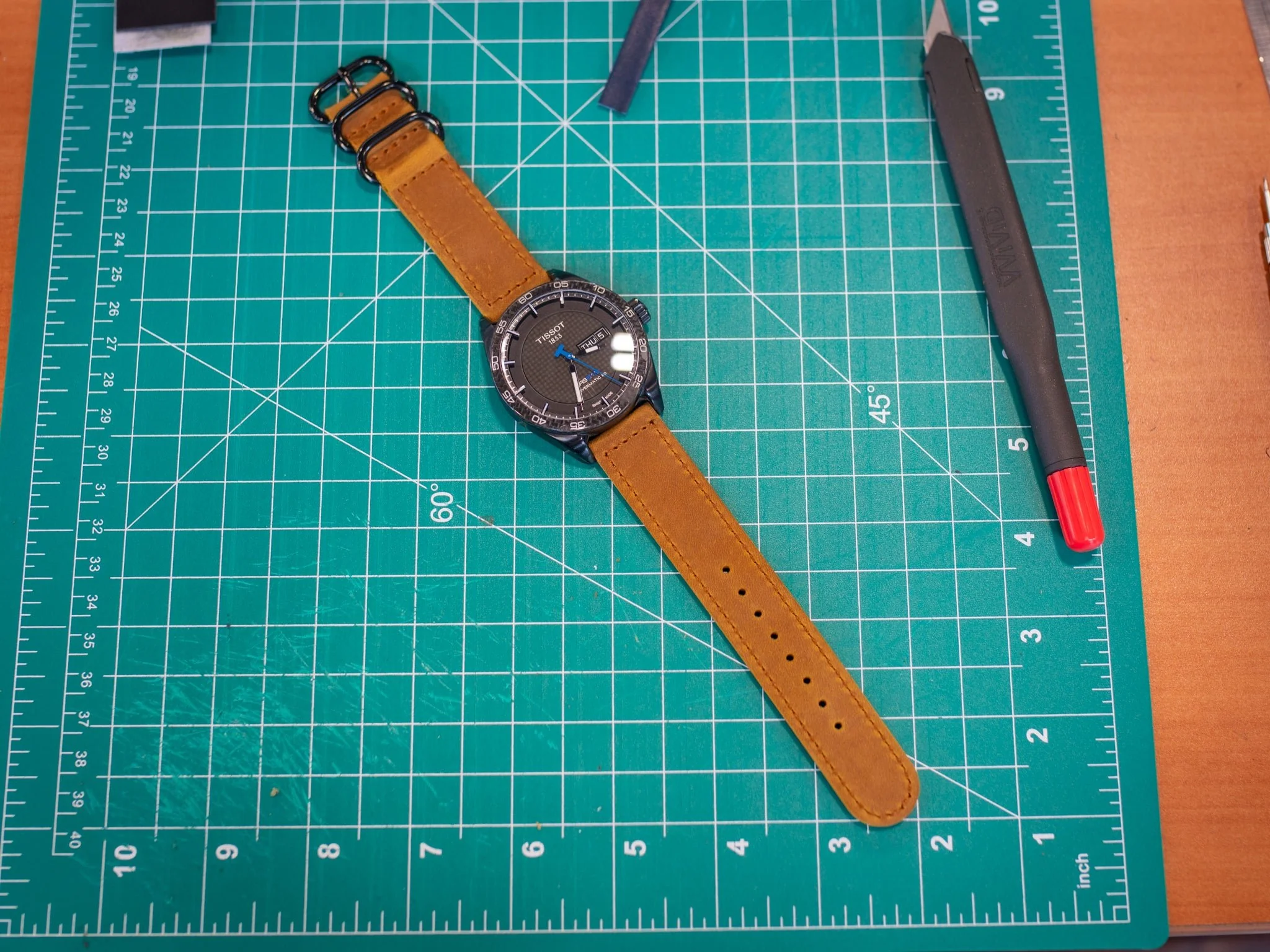 Leather Watch Band 2 piece - Camel - Image 4