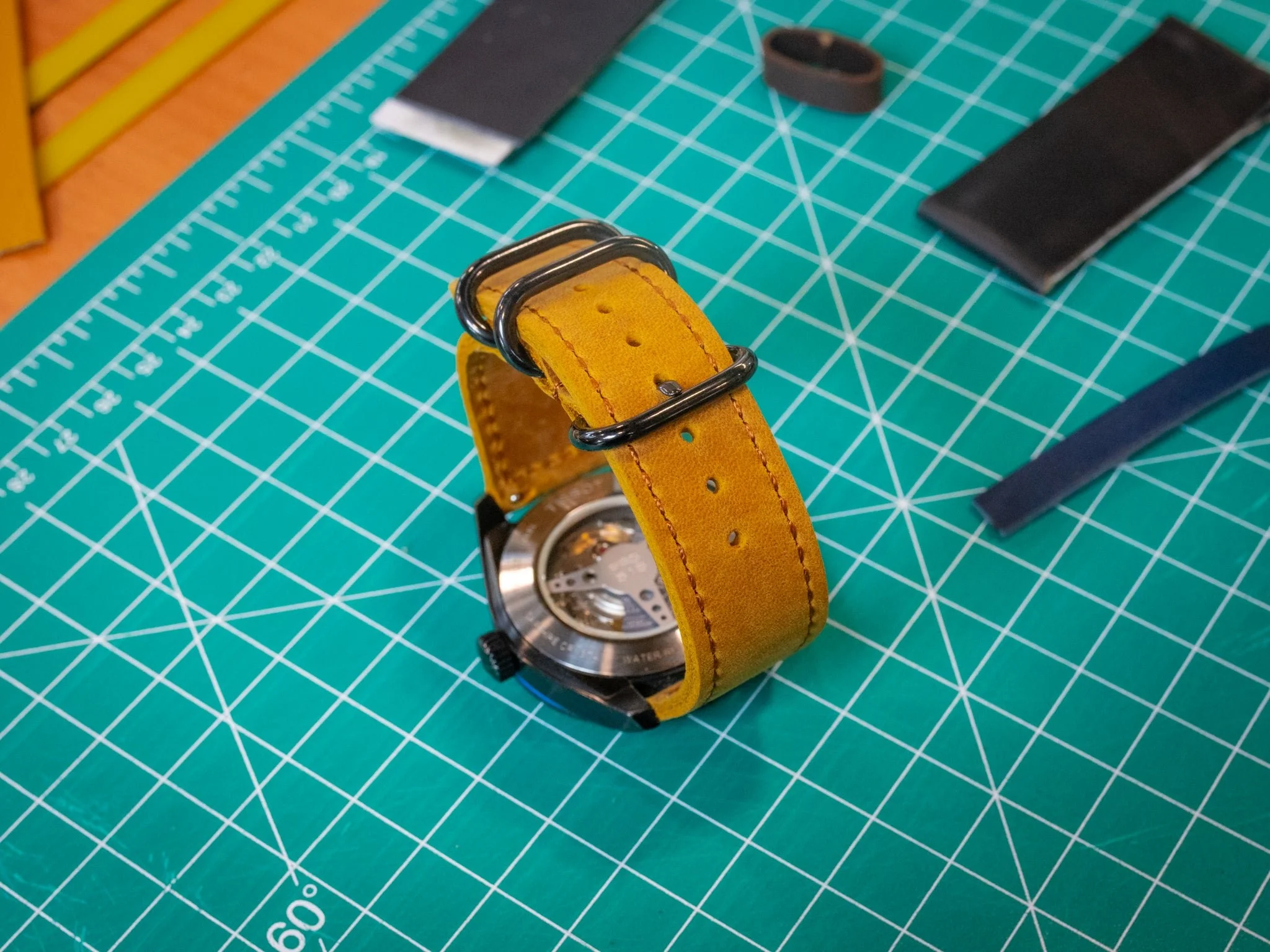 Leather Watch Band 2 piece - Camel - Image 5
