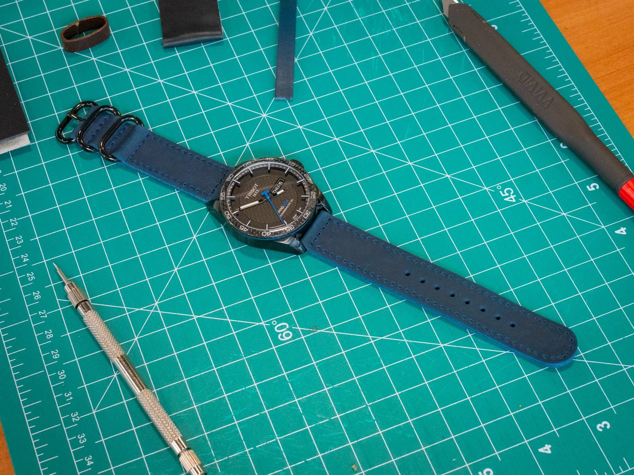 Leather Watch Band 2 piece - Navy - Image 2