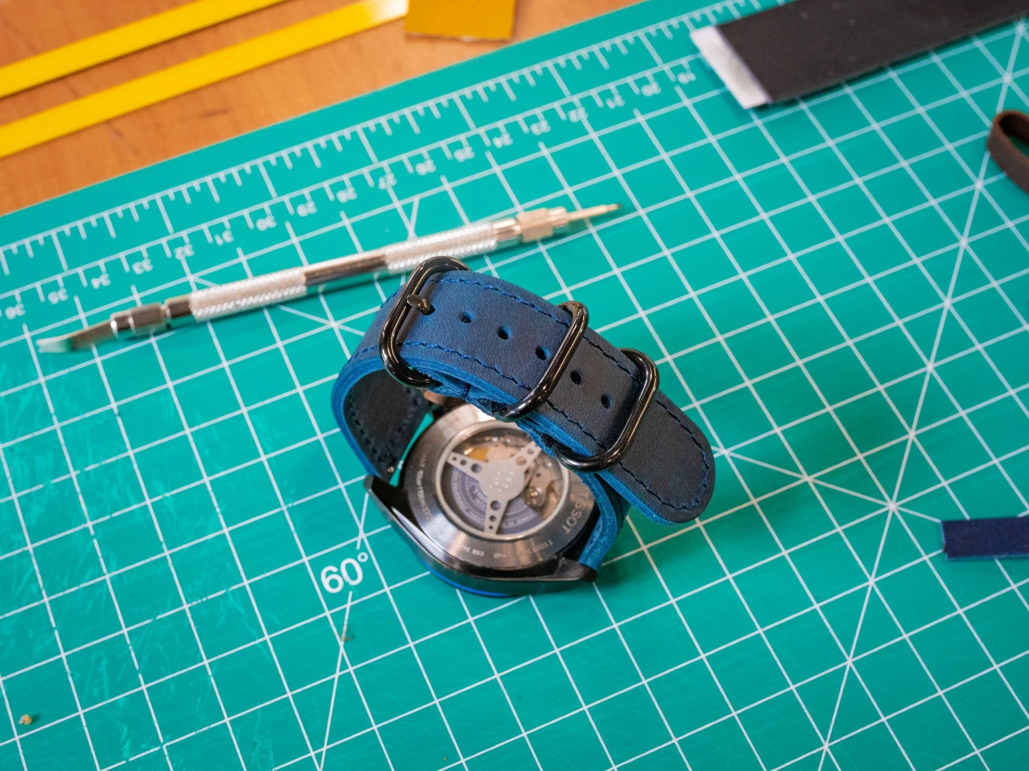 Leather Watch Band 2 piece - Navy - Image 5