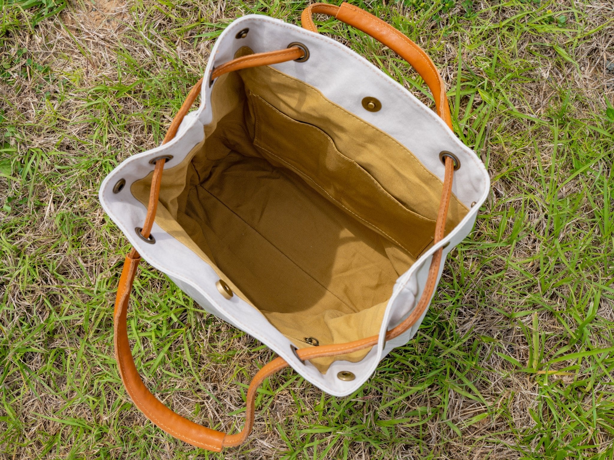 Meggie Canvas Drawstring Bag - White - Image 4