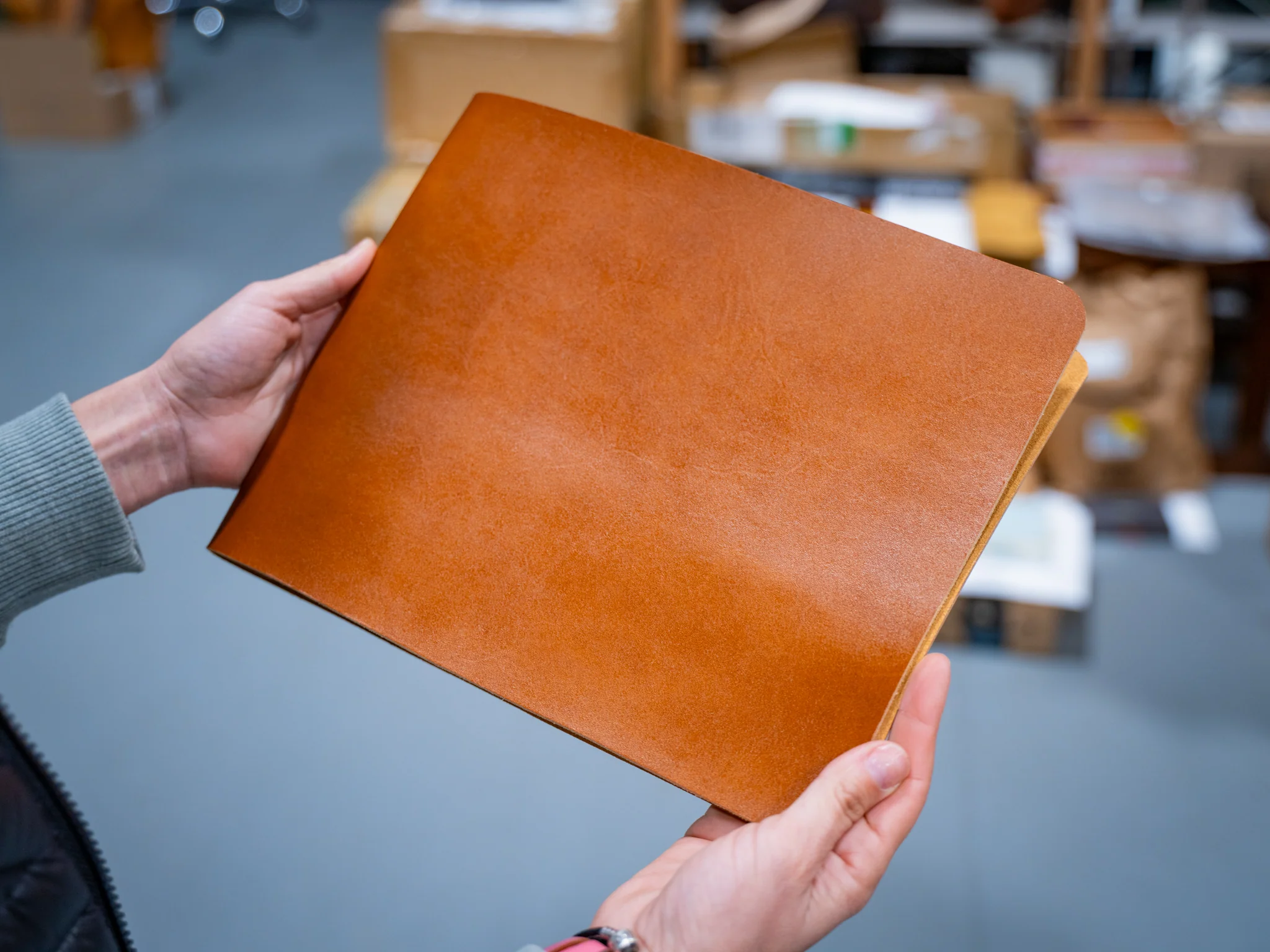 Mexican Leather Horizontal Simple Menu Cover - Natural - Image 3