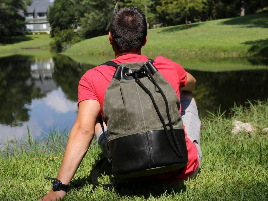 Milwaukee Leather Bucket Backpack - Khaki