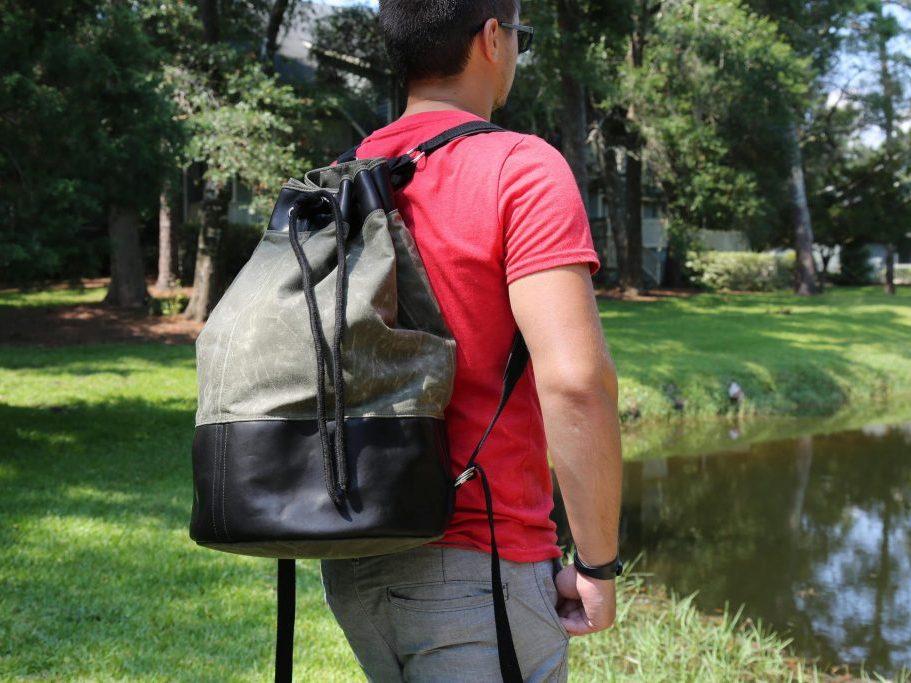 Milwaukee Leather Bucket Backpack - Khaki - Image 2