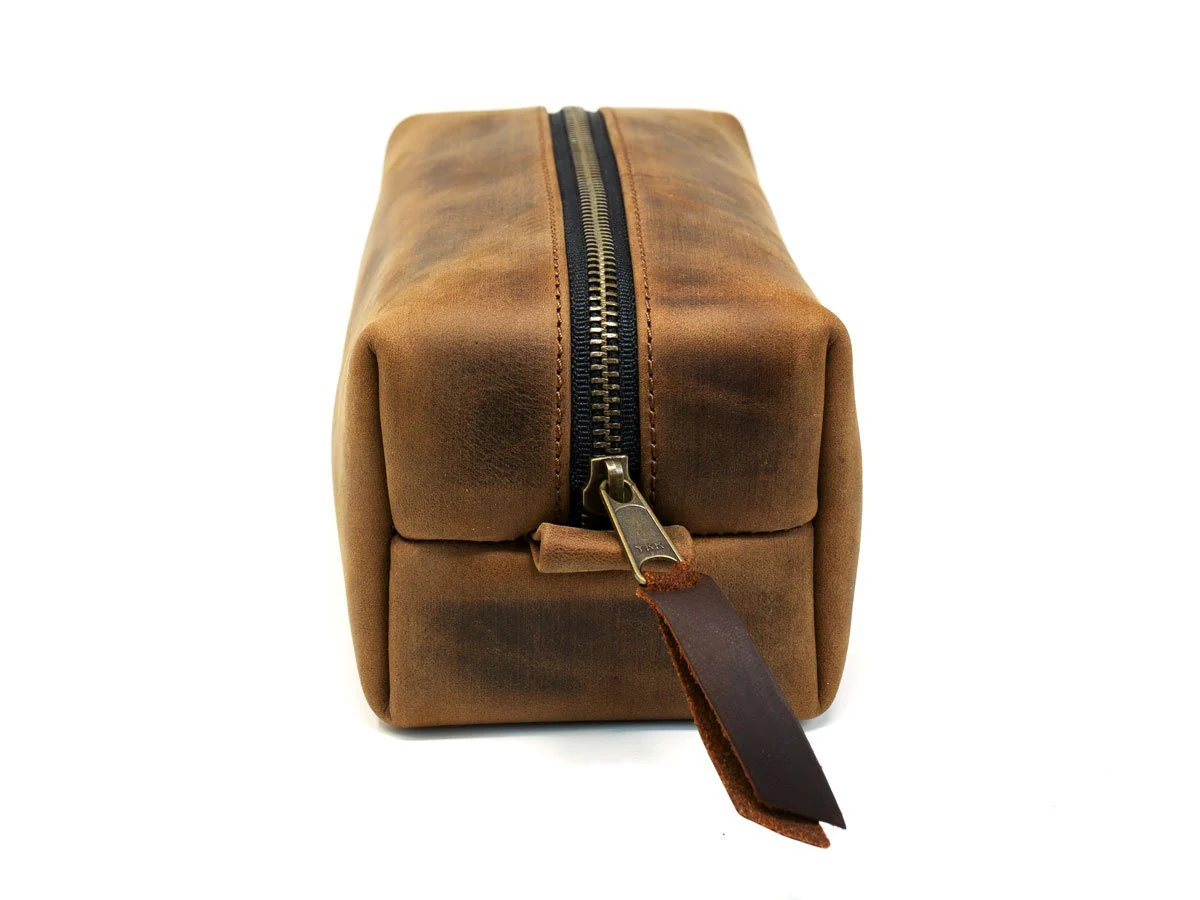 Crazy Horse Leather Dopp Kit - Brown - Image 2