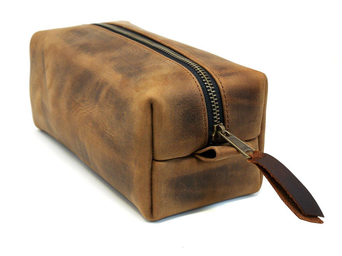 Crazy Horse Leather Dopp Kit - Brown - Image 3