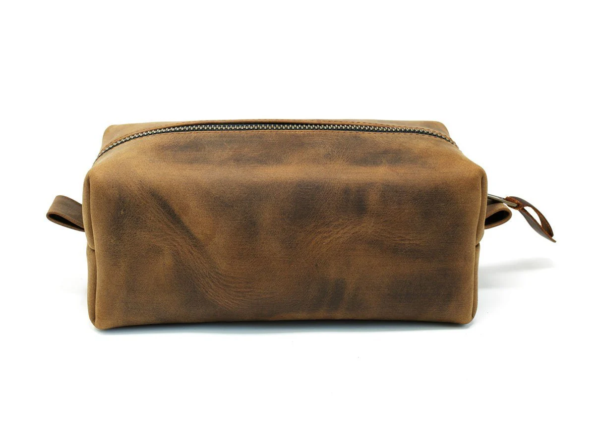 Crazy Horse Leather Dopp Kit - Brown - Image 4