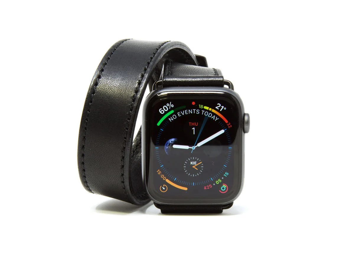 Milwaukee Leather Double Wrap Apple Watch Band - Black - Image 2