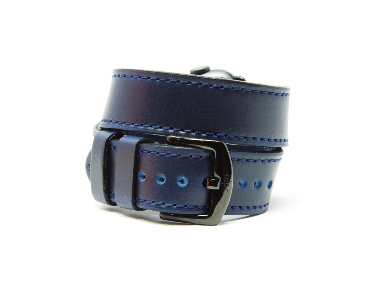 Milwaukee Leather Double Wrap Apple Watch Band - Blue - Image 4