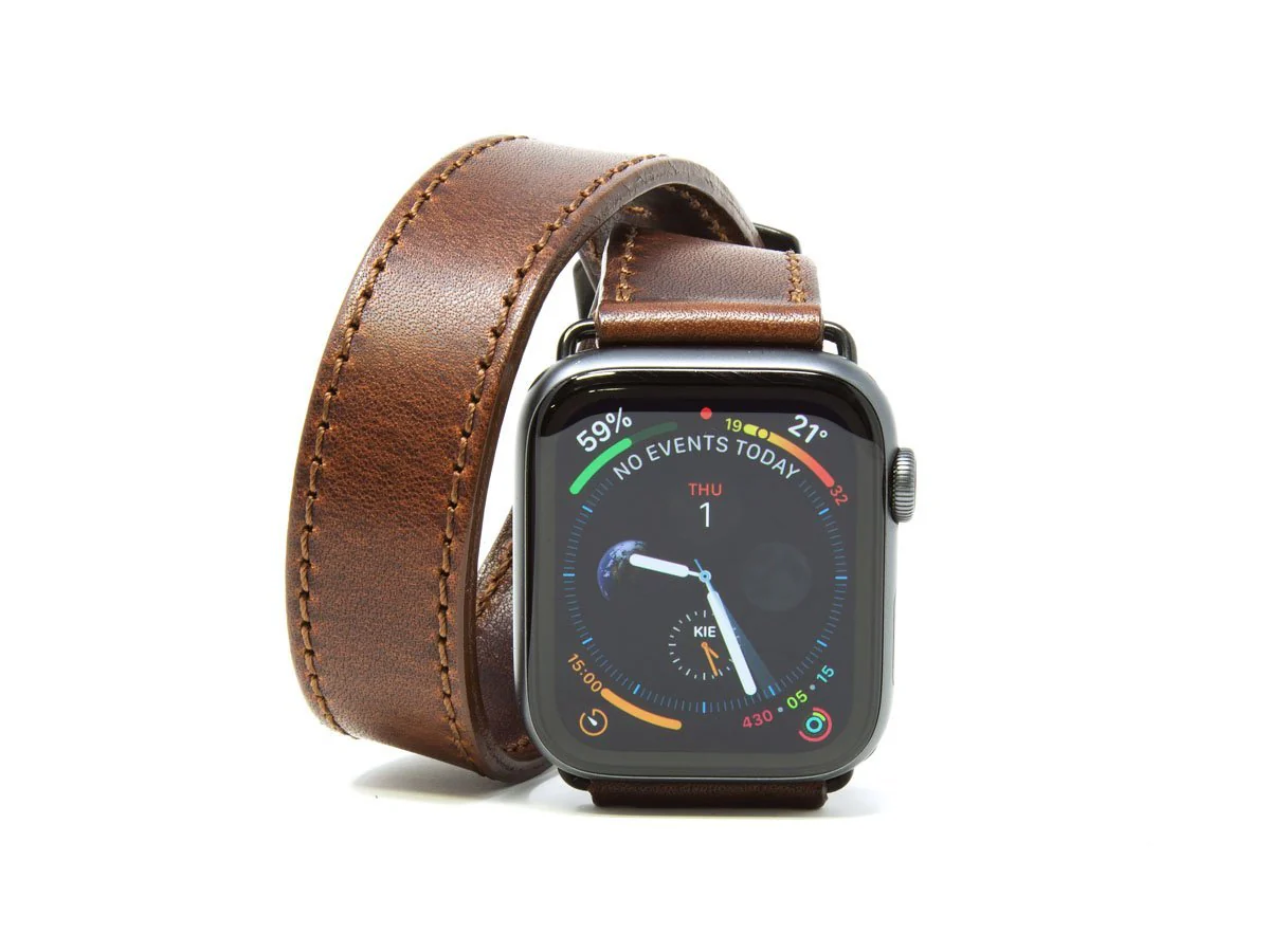 Milwaukee Leather Double Wrap Apple Watch Band - Chestnut - Image 2