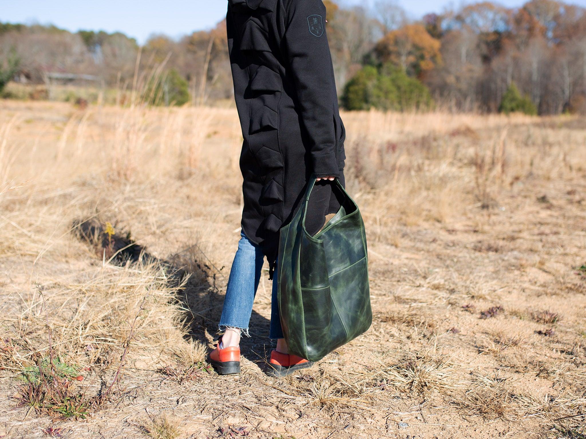 Milwaukee Leather Hobo Bag - Moss Green - Image 2