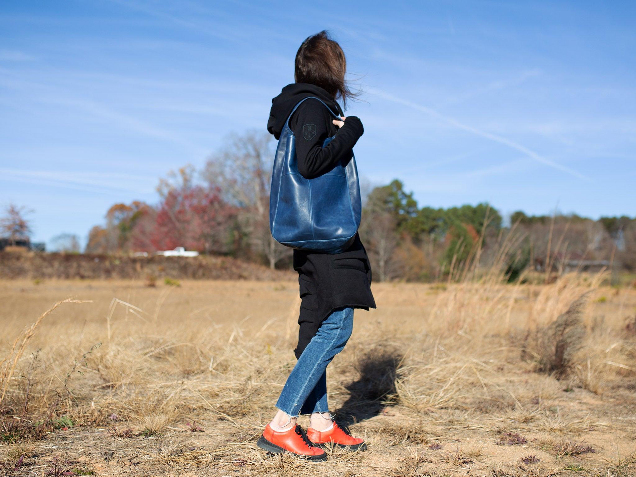Milwaukee Leather Hobo Bag - Navy