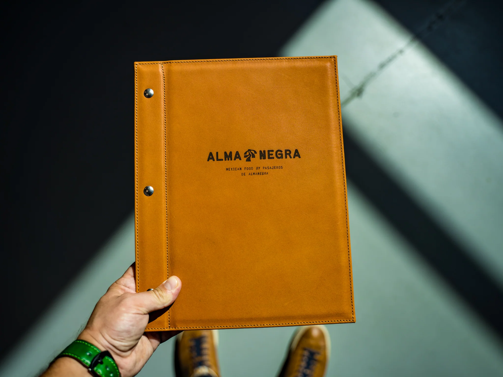 Leather Menu with Chicago Screws - Natural - Image 2