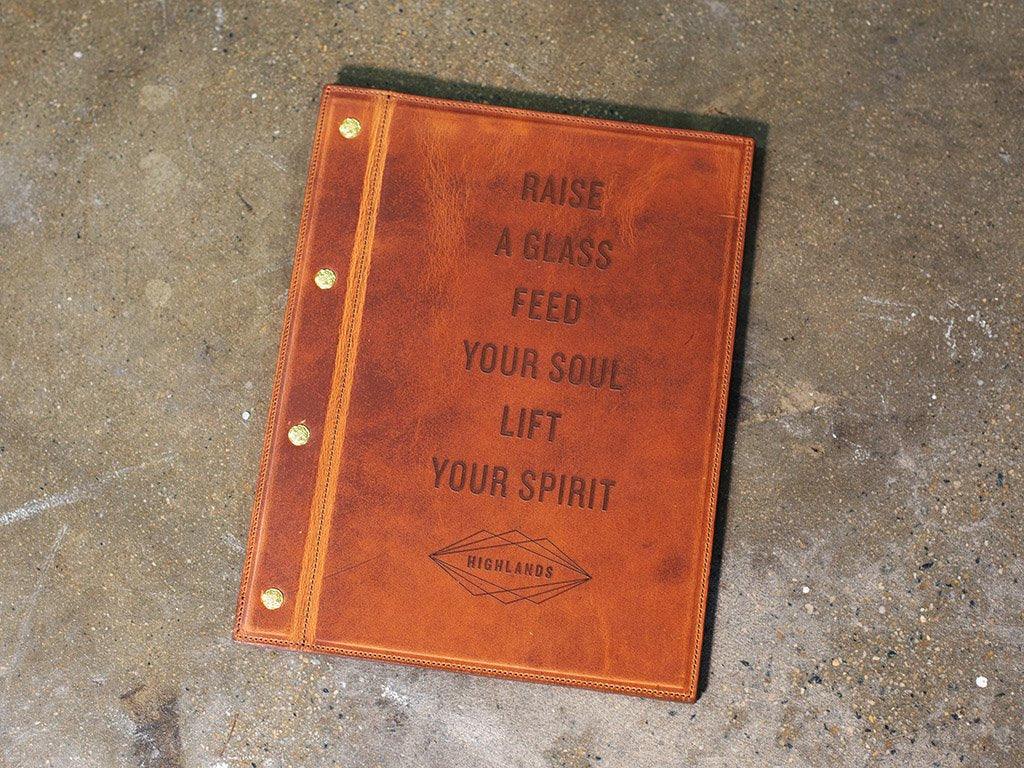 Leather Menu with Chicago Screws - Natural - Image 3