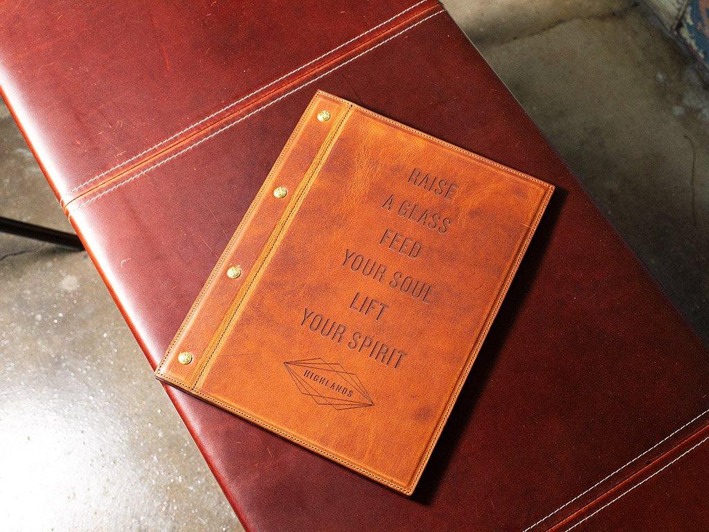 Leather Menu with Chicago Screws - Natural - Image 4
